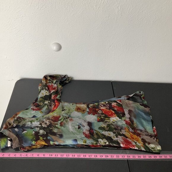 Soft Surroundings‎ Top Women M Dark Floral Bloom Button Up Pockets Art To Wear - Picture 11 of 13